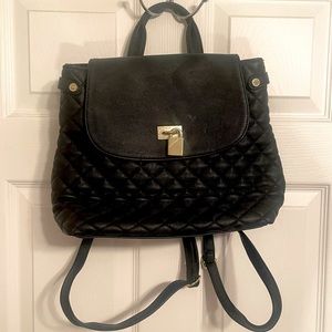 Steve Madden Black Quilted Gold Hardware Backpack
